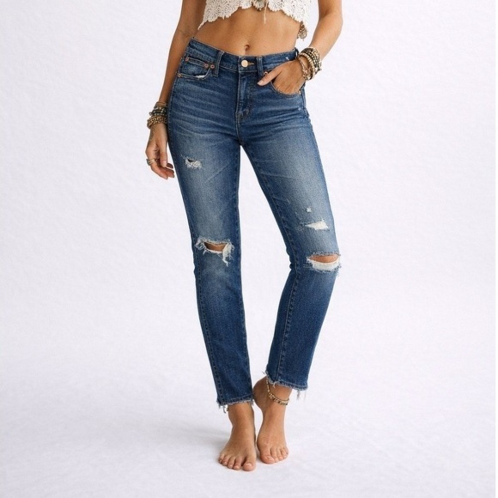 Madewell 9 High Riser Skinny Jeans Distressed Blue Size 24